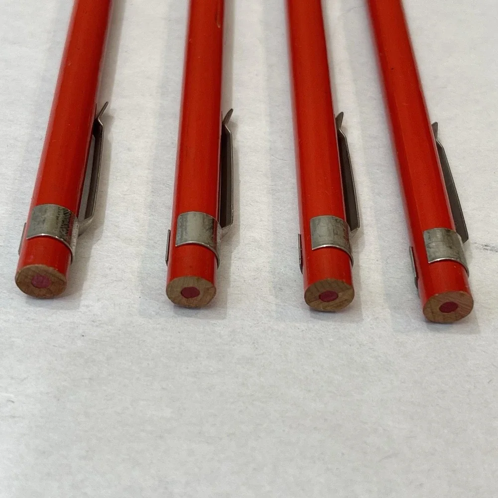 Vintage Dixon Thrift 1205 Red Blue Checking Pencil Lot 4 Pocket Clip USA Made